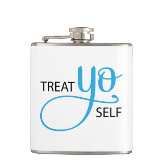 Treat Yo Self Blue Hip Flask