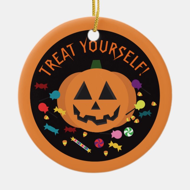 Treat Yourself! Ceramic Ornament (Front)