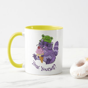 Treat Yourself, Purple Raccoon with Icecream Mug