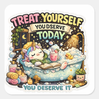 Treat Yourself Unicorn Sticker | Cute Self Care