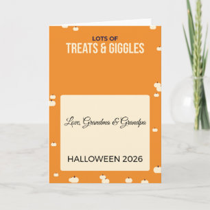 Treats and Giggles Pumpkin Halloween Card for Kids