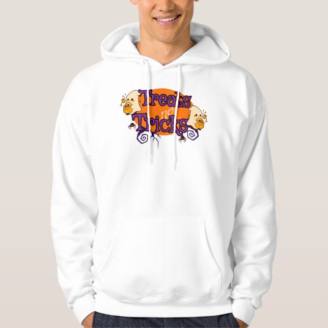 Treats No Tricks for Halloween Ghosts Hoodie (Front)