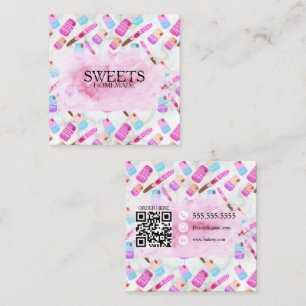 Treats Pretzels Baker Bakery Treats Pink Square Business Card