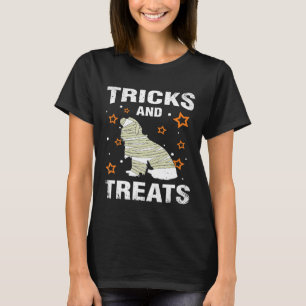 Treats Tricks Spaniel Halloween Costume Mummy T-Shirt