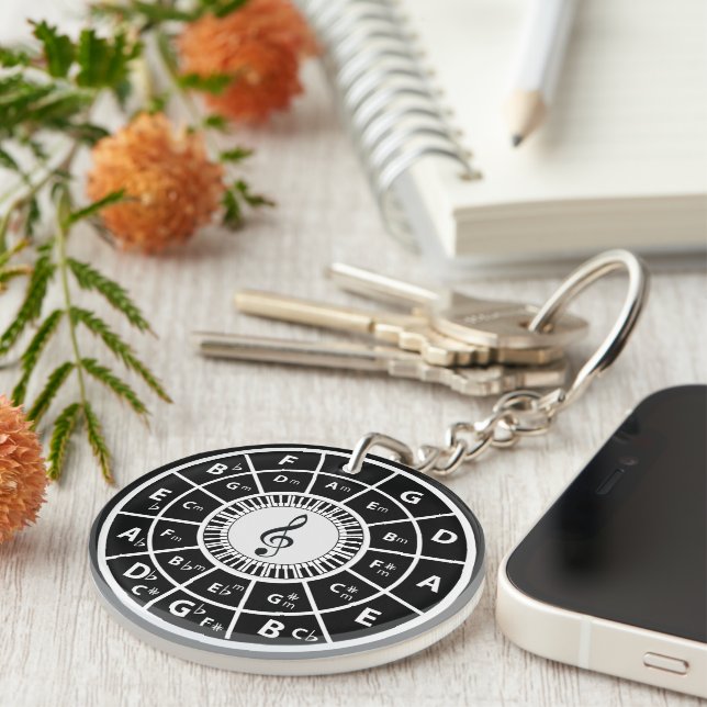 Trebele ClefPiano Keys Circle of Fifths Keychain (Front Right)