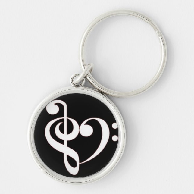 Treble and Bass Clef Heart Key chain (Front)
