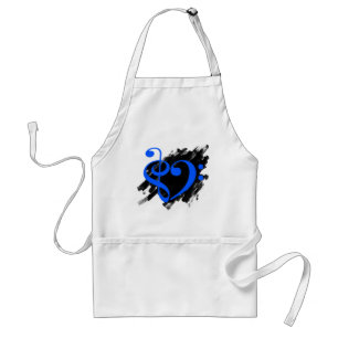 Treble and Bass Clef Musical Heart Royal Blue Standard Apron