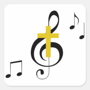 Treble Clef and Cross Square Sticker