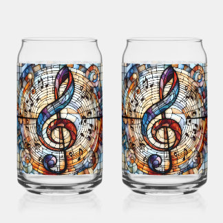 Treble Clef and Notes Can Glass