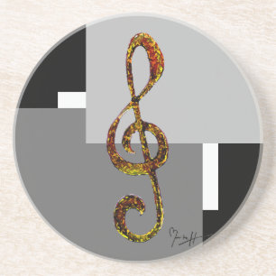 Treble Clef Art - Hand Carved and Digitized Coaster
