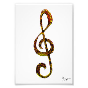 Treble Clef Art - Hand Carved and Digitized Photo Print