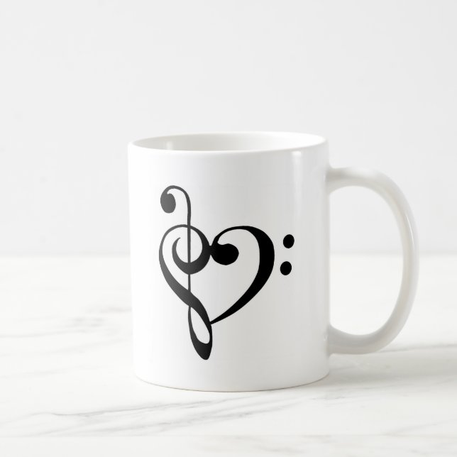 Treble Clef Base Clef Heart Coffee Mug (Right)