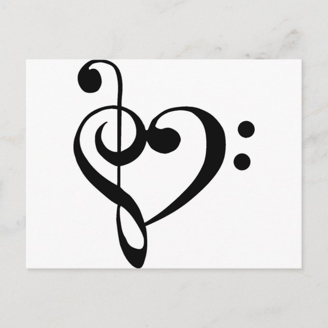 Treble Clef Base Clef Heart Postcard (Front)