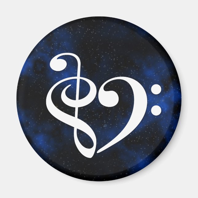 Treble Clef Bass Clef Heart Bassist Milky Way Magnet (Front)