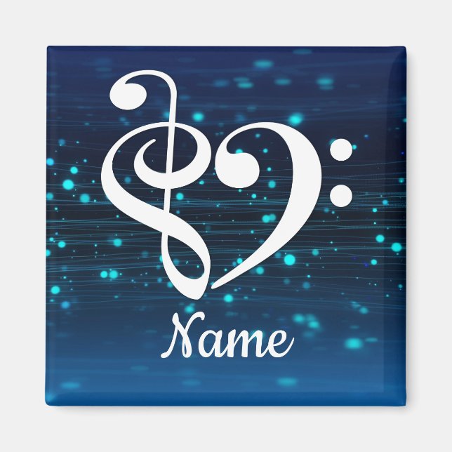 Treble Clef Bass Clef Heart Blue Nebula Customized Magnet (Front)