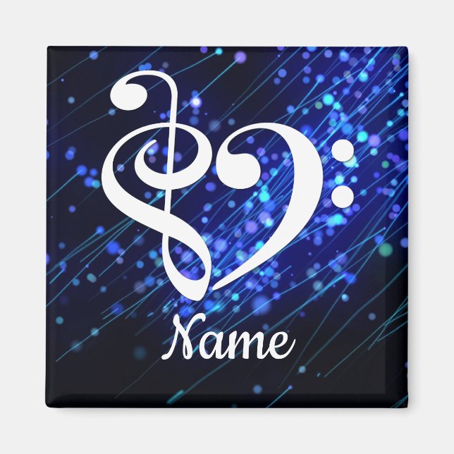 Treble Clef Bass Clef Heart Blue Nebula Customized Magnet (Front)