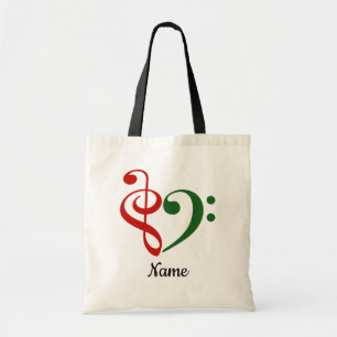 Treble Clef Bass Clef Heart Christmas Customized Tote Bag