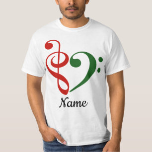 Treble Clef Bass Clef Heart Holiday Customized T-Shirt