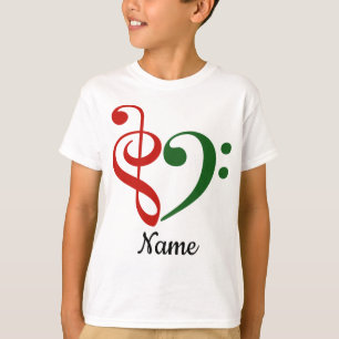 Treble Clef Bass Clef Heart Holiday Customized T-Shirt