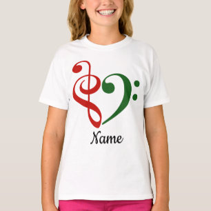 Treble Clef Bass Clef Heart Holiday Customized T-Shirt