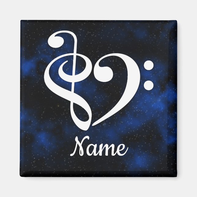 Treble Clef Bass Clef Heart Milky Way Customized Magnet (Front)