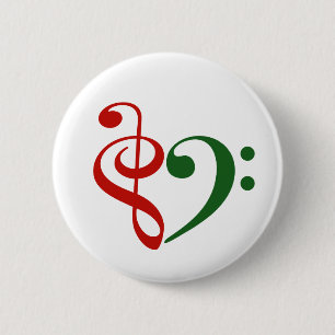 Treble Clef Bass Clef Heart Music Lover Christmas 2 Inch Round Button