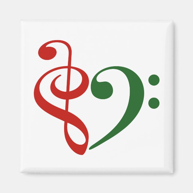 Treble Clef Bass Clef Heart Music Lover Christmas Magnet (Front)