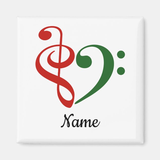 Treble Clef Bass Clef Heart Music Lover Customized Magnet (Front)