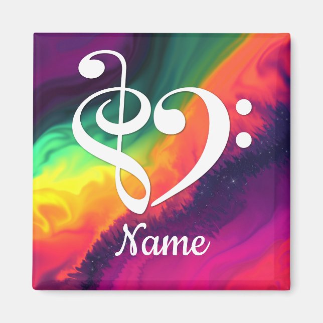 Treble Clef Bass Clef Heart Nebula Customized Magnet (Front)