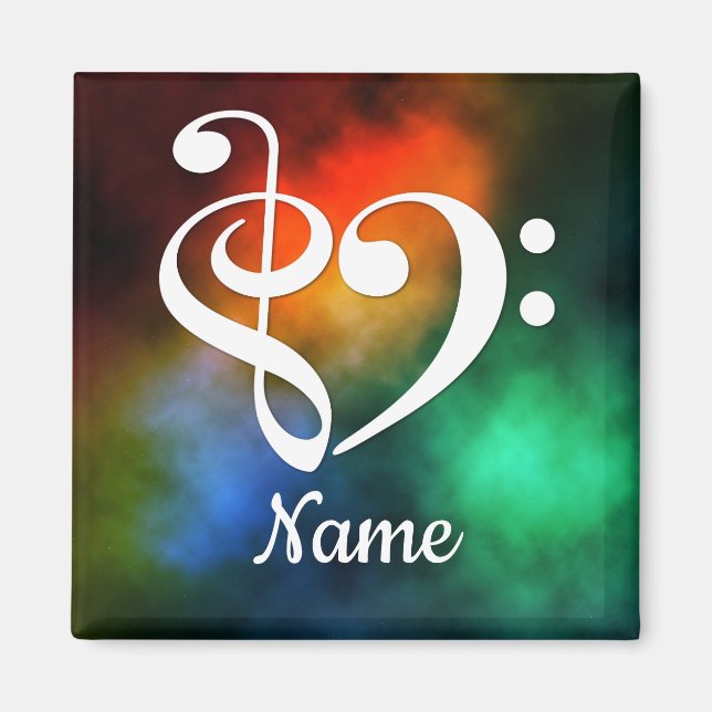Treble Clef Bass Clef Heart Nebula Customized Magnet (Front)