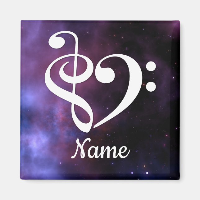 Treble Clef Bass Clef Heart Nebula Customized Magnet (Front)