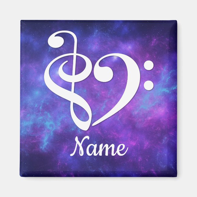 Treble Clef Bass Clef Heart Nebula Customized Magnet (Front)