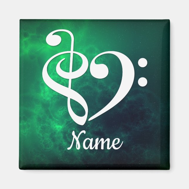 Treble Clef Bass Clef Heart Nebula Customized Magnet (Front)