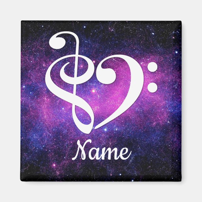 Treble Clef Bass Clef Heart Nebula Customized Magnet (Front)