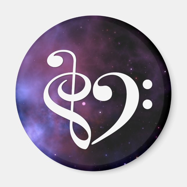 Treble Clef Bass Clef Heart Purple Haze Nebula Magnet (Front)