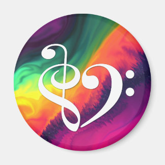 Treble Clef Bass Clef Heart Rainbow Waves Nebula Magnet
