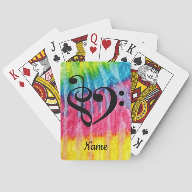 Treble Clef Bass Clef Heart Sheet Music Customized Playing Cards (Back)