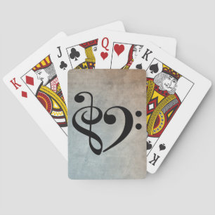 Treble Clef Bass Clef Heart Vintage Sheet Music Playing Cards
