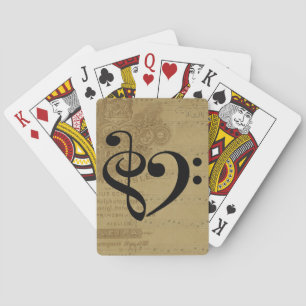 Treble Clef Bass Clef Heart Vintage Sheet Music Playing Cards