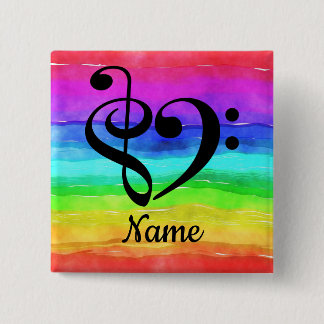 Treble Clef Bass Clef Music Heart Customized 2 Inch Square Button