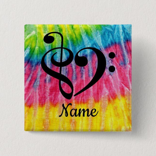 Treble Clef Bass Clef Music Heart Customized 2 Inch Square Button (Front)