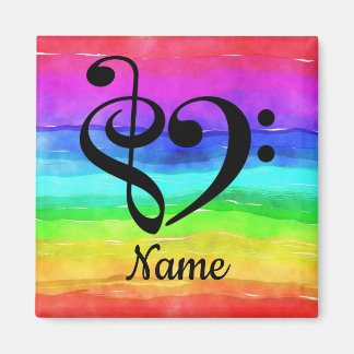 Treble Clef Bass Clef Music Heart Customized Magnet
