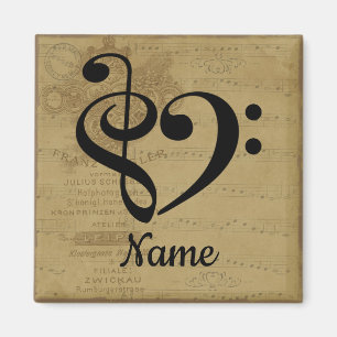 Treble Clef Bass Clef Music Heart Customized Magnet