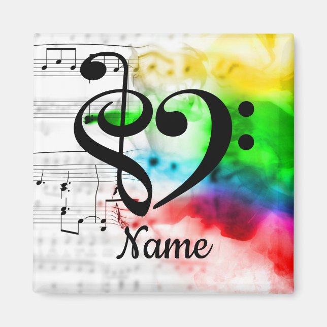 Treble Clef Bass Clef Music Heart Customized Magnet (Front)
