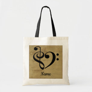 Treble Clef Bass Clef Music Heart Customized Tote Bag
