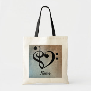 Treble Clef Bass Clef Music Heart Customized Tote Bag