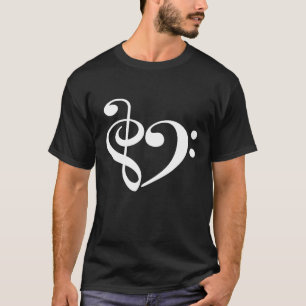 Treble Clef Bass Clef Musical Heart Musician Singe T-Shirt