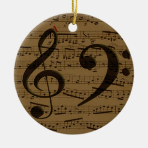 Treble Clef Bass sheet music Ceramic Ornament