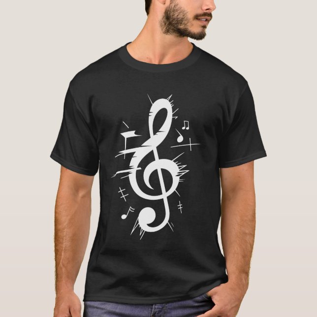 Treble Clef Burst Dynamic Music Notes Tee (Front)