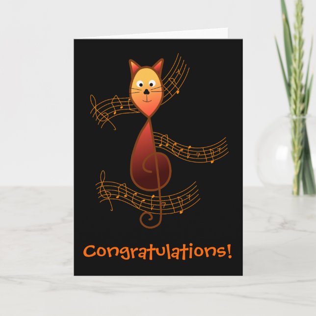 Treble Clef Cat Card (Front)